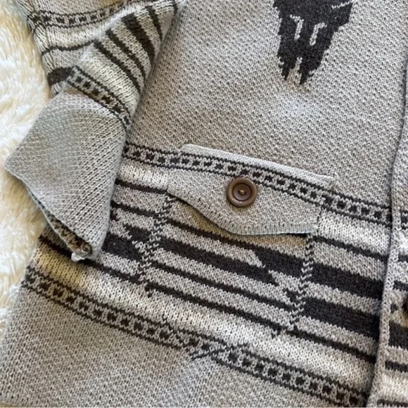 VINTAGE Cowichan Knit Western Bucking Bronc Rodeo Horse Cardigan - Picture 7 of 10